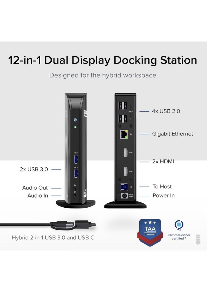 Plugable UD-3900 USB 3.0 Universal Docking Station for Windows