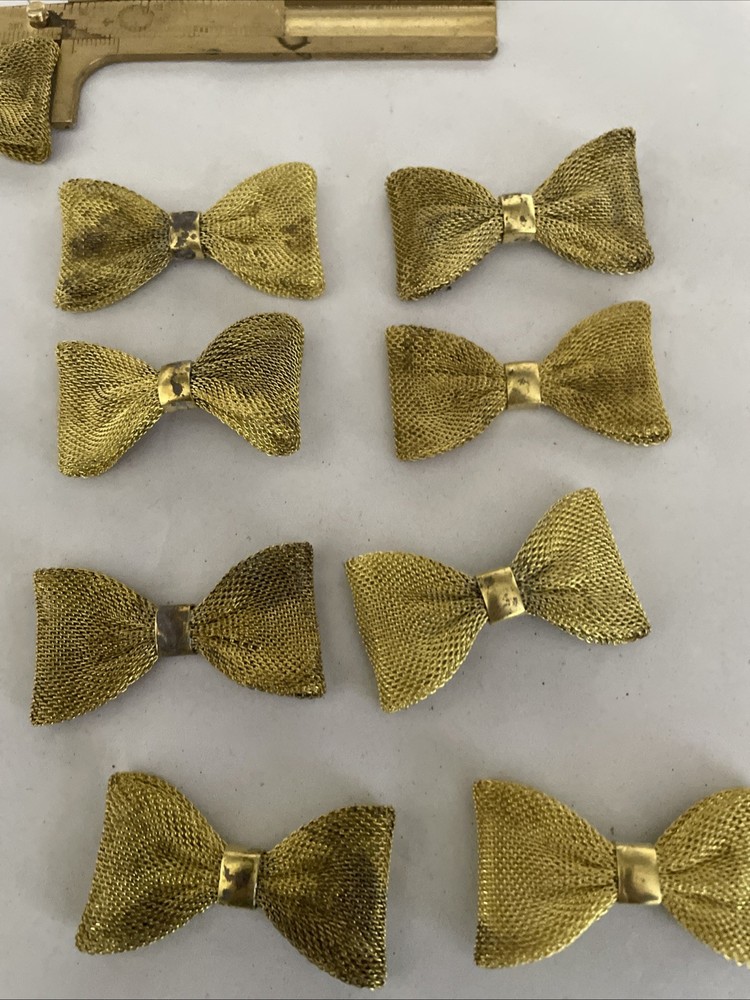 12 Vintage Brass Mesh Bow Findings
