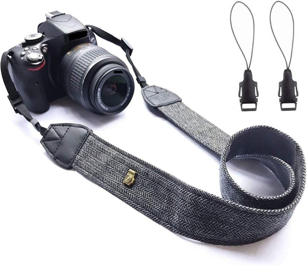 Camera Strap Black Canvas Neck Shoulder Strap with Quick Release Buckles for ...