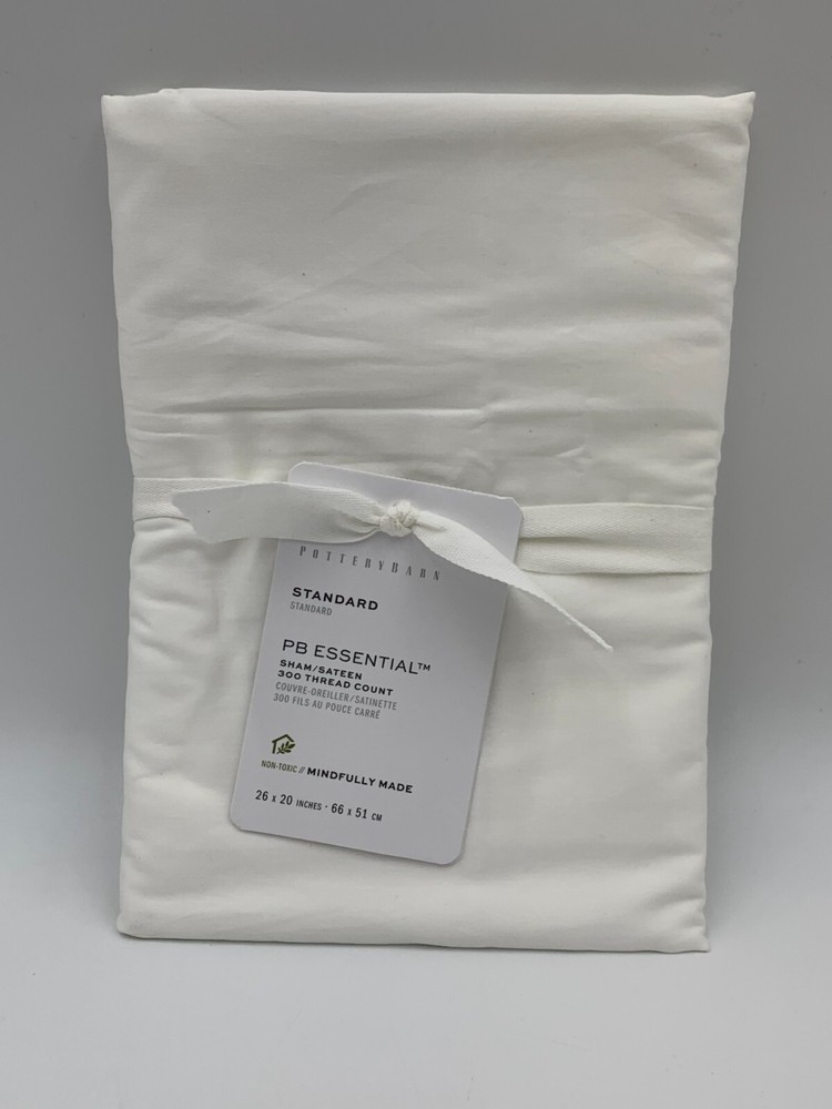 Pottery Barn Essential 300 Thread Count Sateen Sham Standard White #G615