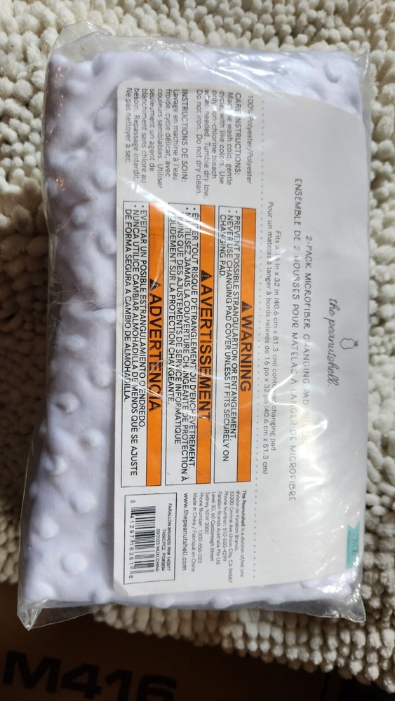 Peanutshell Plush Minky Changing Pad Covers Gray and white 2 Pack super soft