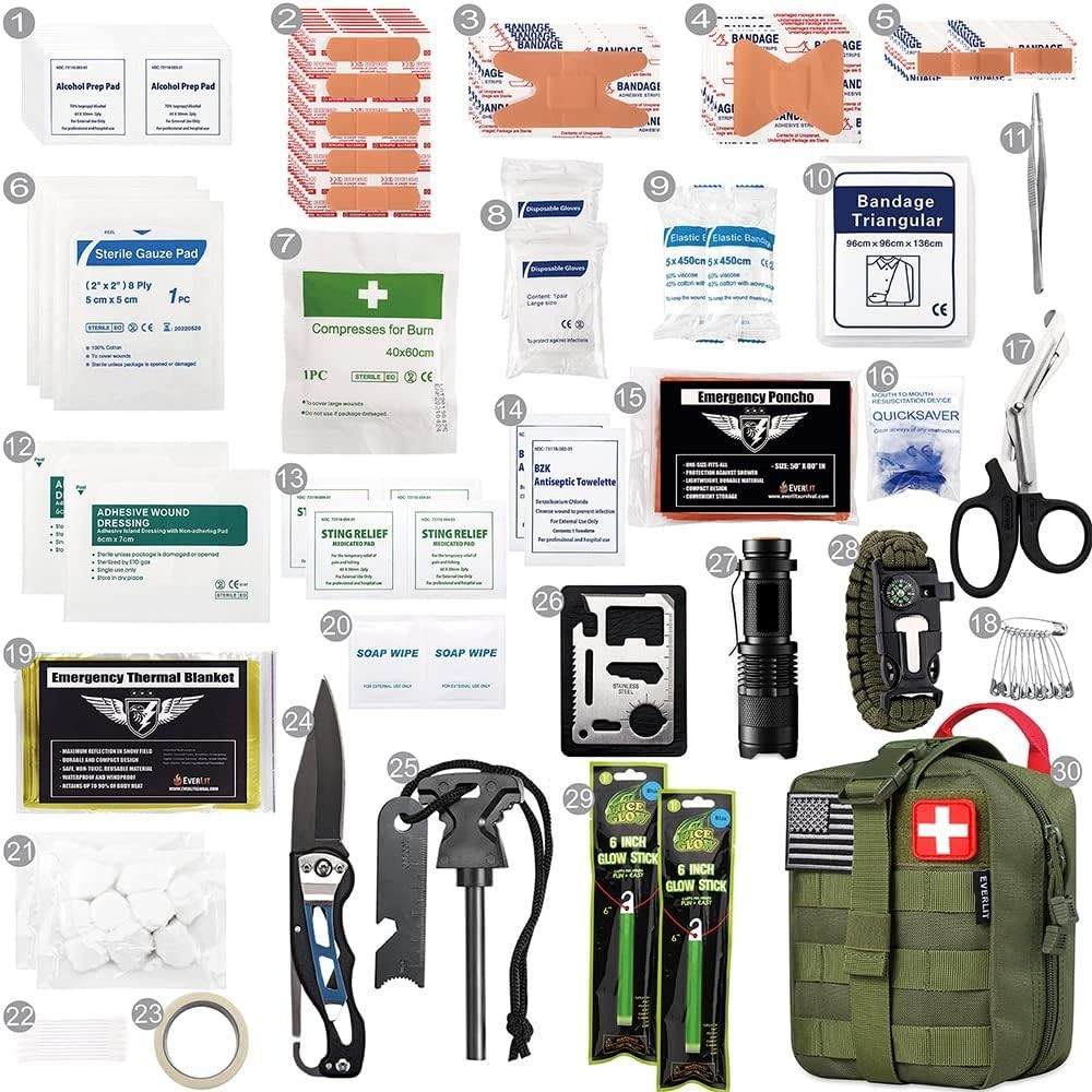 250PCS Survival First Aid Kit OD Green