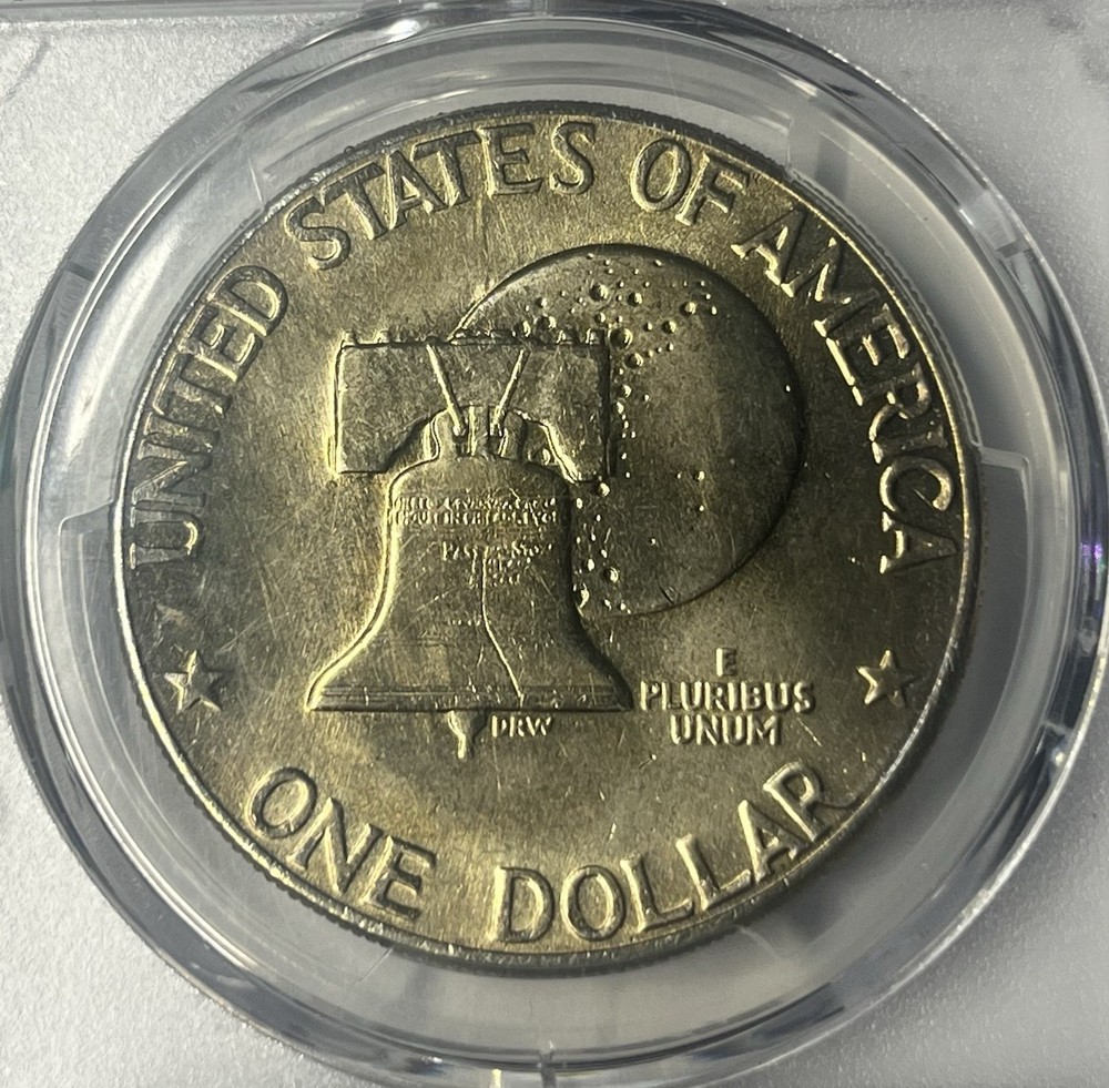 1976 Eisenhower Dollar PCGS MS65 Type 2 - RAINBOW TARGET TONING🌈