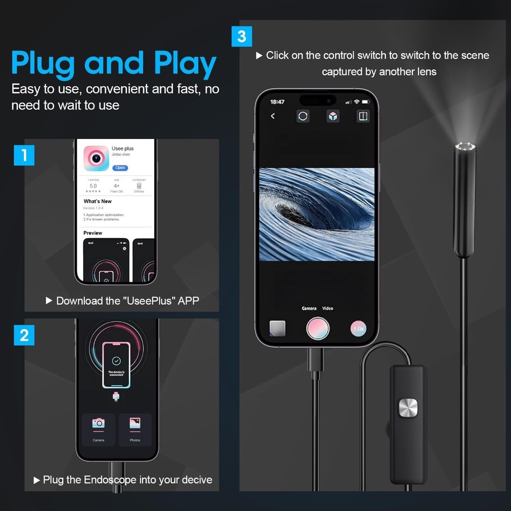 Endoscope with Light and 1920P HD