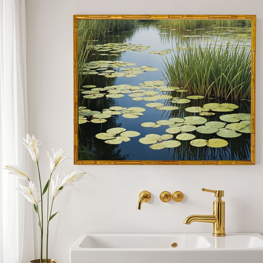 13x19 Frame Gold Bamboo Solid Wood Picture Frame | 1 Inch Moulding Width | Inter