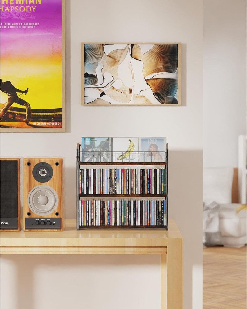 3-Tier CD Holder, CD Storage and Rack for Display, Storage Organizer with Displa
