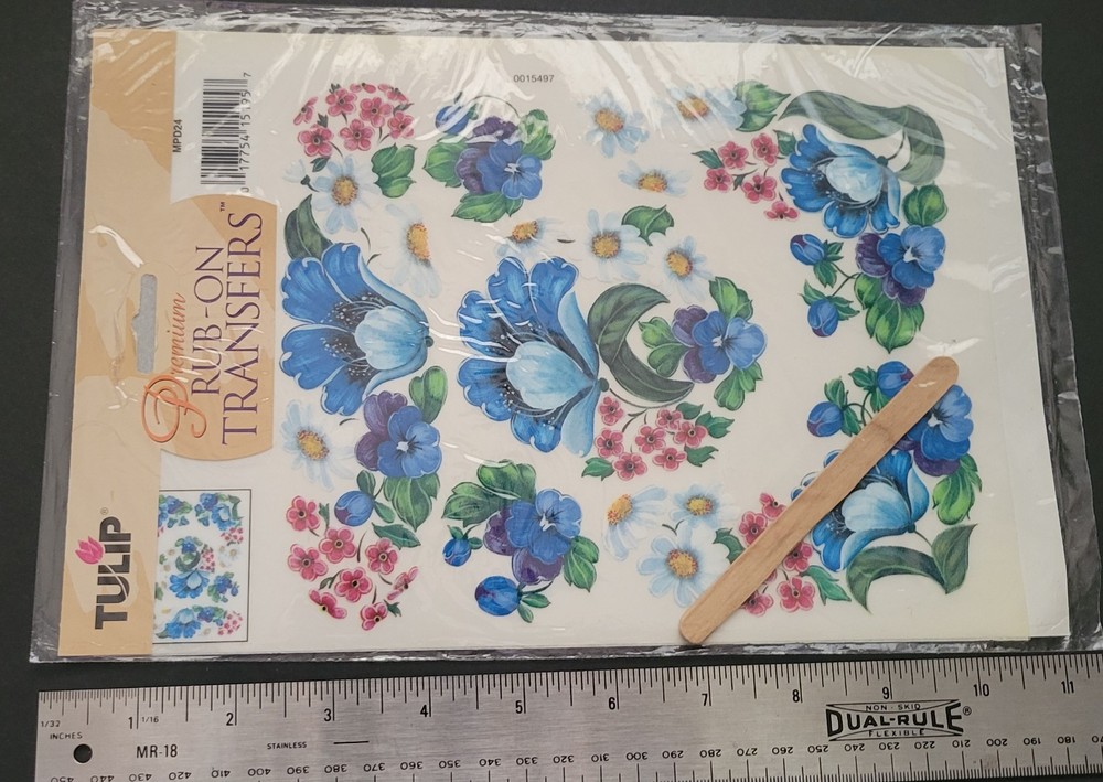 Rub On Transfers Blue Floral