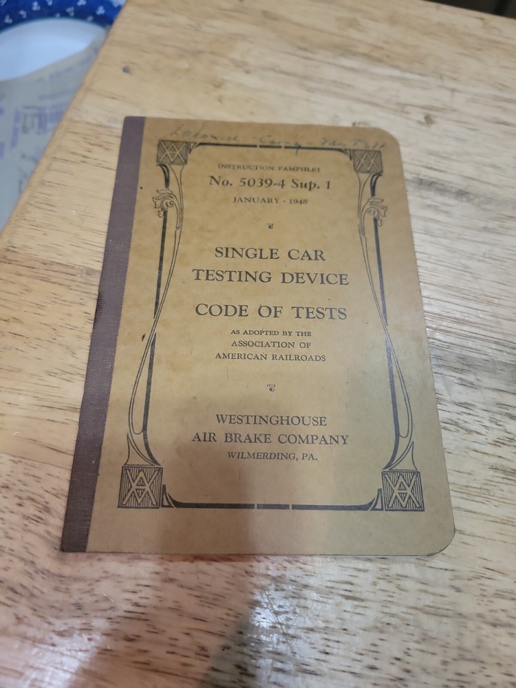 JANUARY 1948 WESTINGHOUSE SINGLE CAR TESTING DEVICE CODE OF TESTS MANUAL