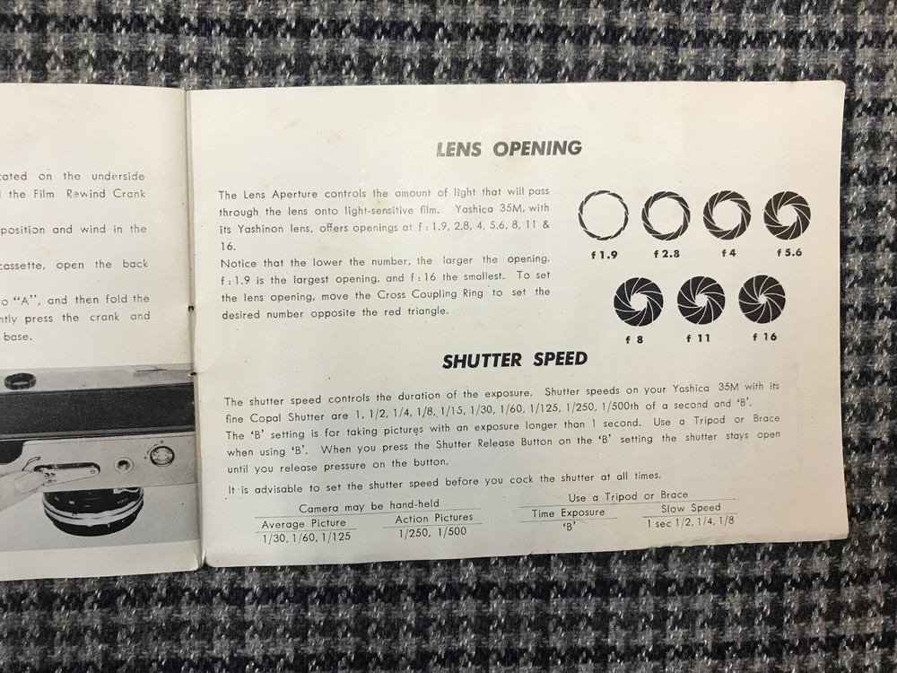 Vintage Yashica 35 Instruction Booklet