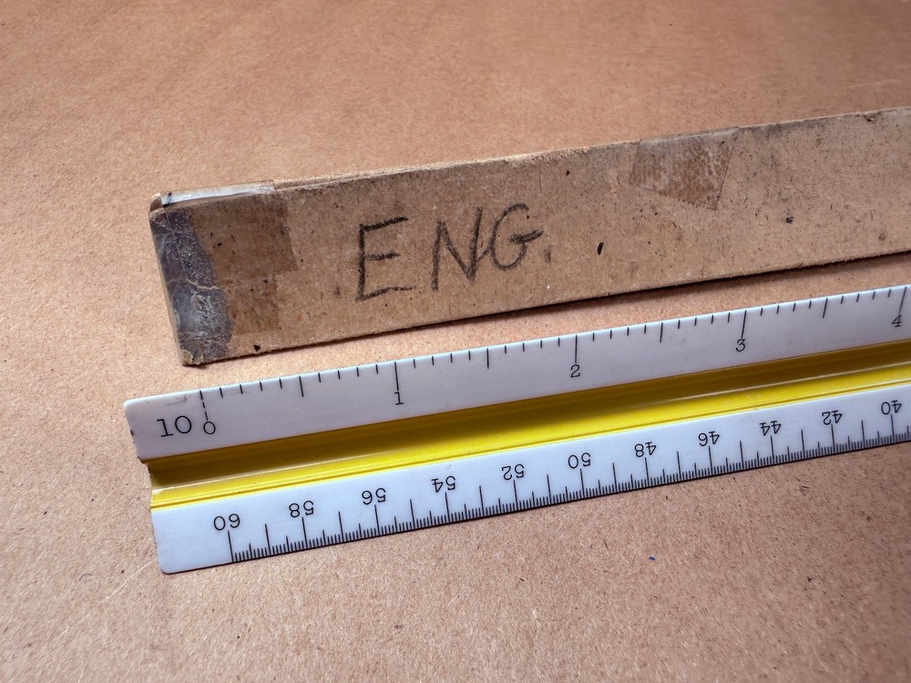 Vintage Arthur Brown 7957P Triangular Drafting Scale Ruler Engineering Scale 12”