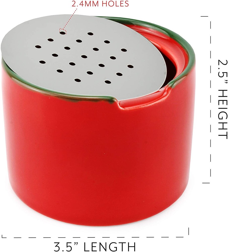 Fruit Fly Traps 2pk; Empty Ceramic Red Fly Gnat Catchers w/ Vented Lids