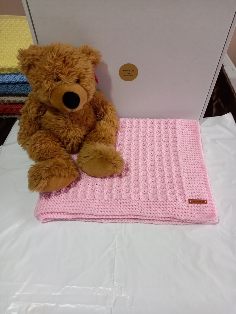 Hand knitted Pink baby blanket