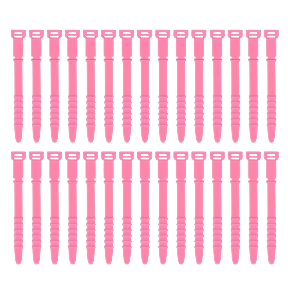 30Pcs Silicone Zip Ties 4.5 Inch Reusable Wire Ties Cable Organizer, Rose Pink