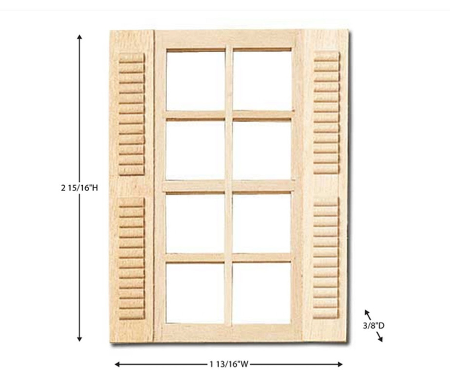 Standard Window with Shutters 1:24 1/2in Scale Building Component