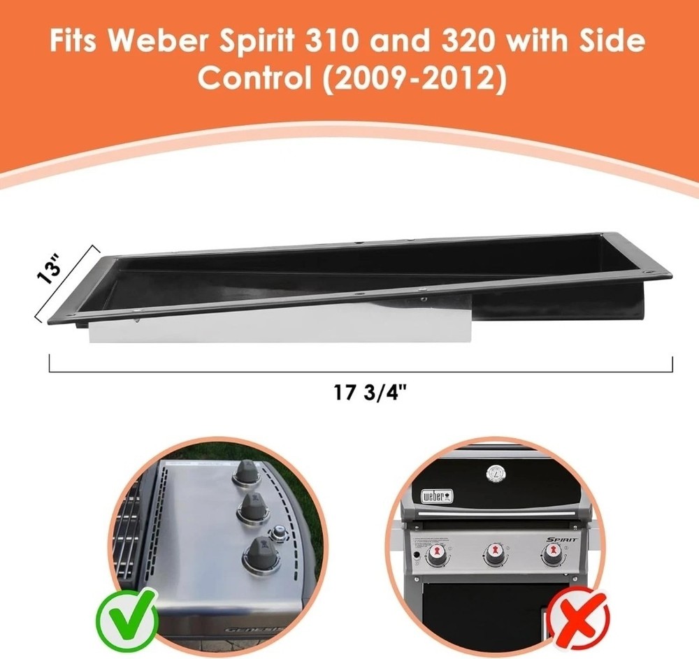 Drip Pan Grease Tray for Weber Spirit E-310 E-320 Side Control (2009–2012)
