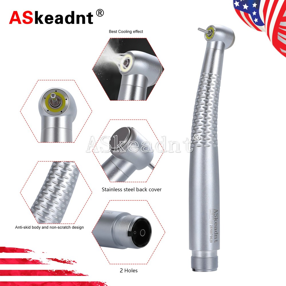 Fiber Optic LED E-generator Shadowless Ring Handpiece Ceramic Bearing 2Holes USA
