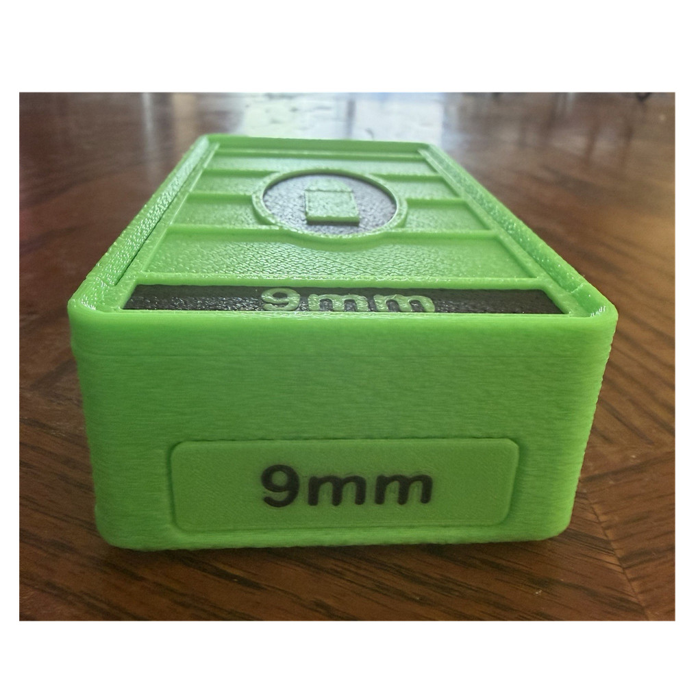 Green Stackable Plastic 9mm Handgun Ammunition Box 50 Round Capacity