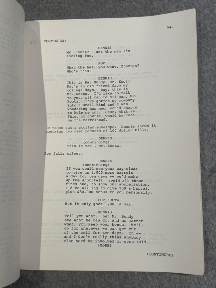 1979 "OIL" by Larry Hankin SCRIPT SCREENPLAY