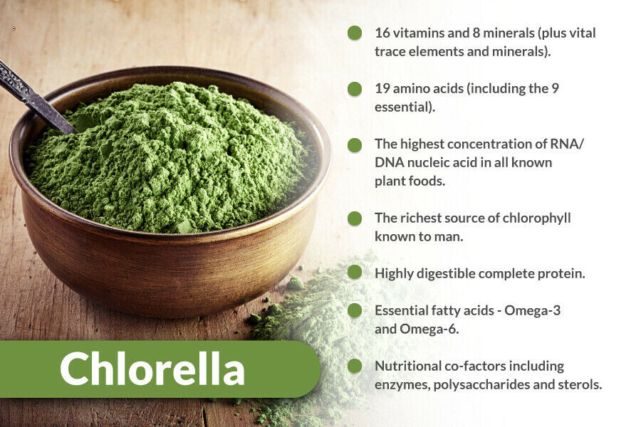 Organic Chlorella Tablets Broken Cell 3000mg Per Serving, 250 Tablets