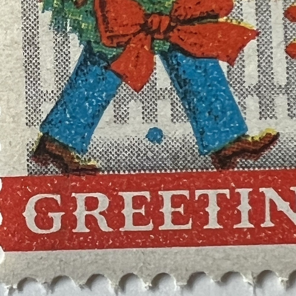 ERROR 1945 CHRISTMAS SEAL STAMPS PAIR WITH BLUE DOT BETWEEN LEGS MNH