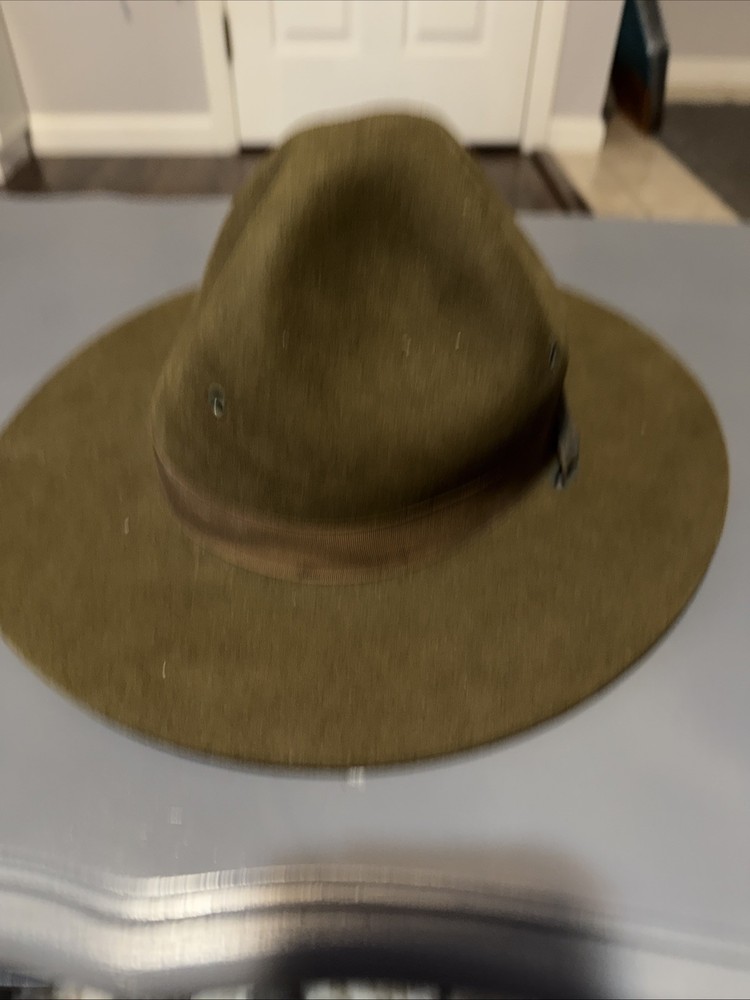 Vintage Campaign Hat / Drill Sergeant US Army Olive Green