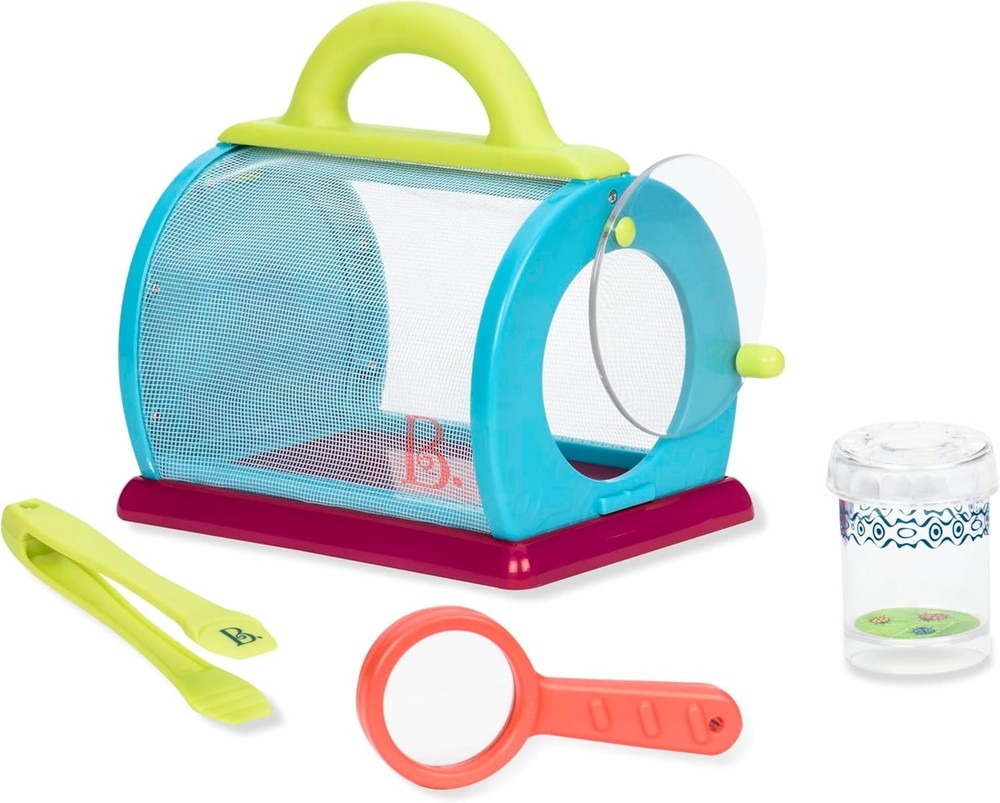 Bug Bungalow Insect Catching Kit with Mesh Case, Magnifying Container, Tweeze...