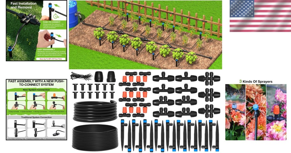 Greenhouse Micro Drip Irrigation Kit - 226ft Automatic Watering System