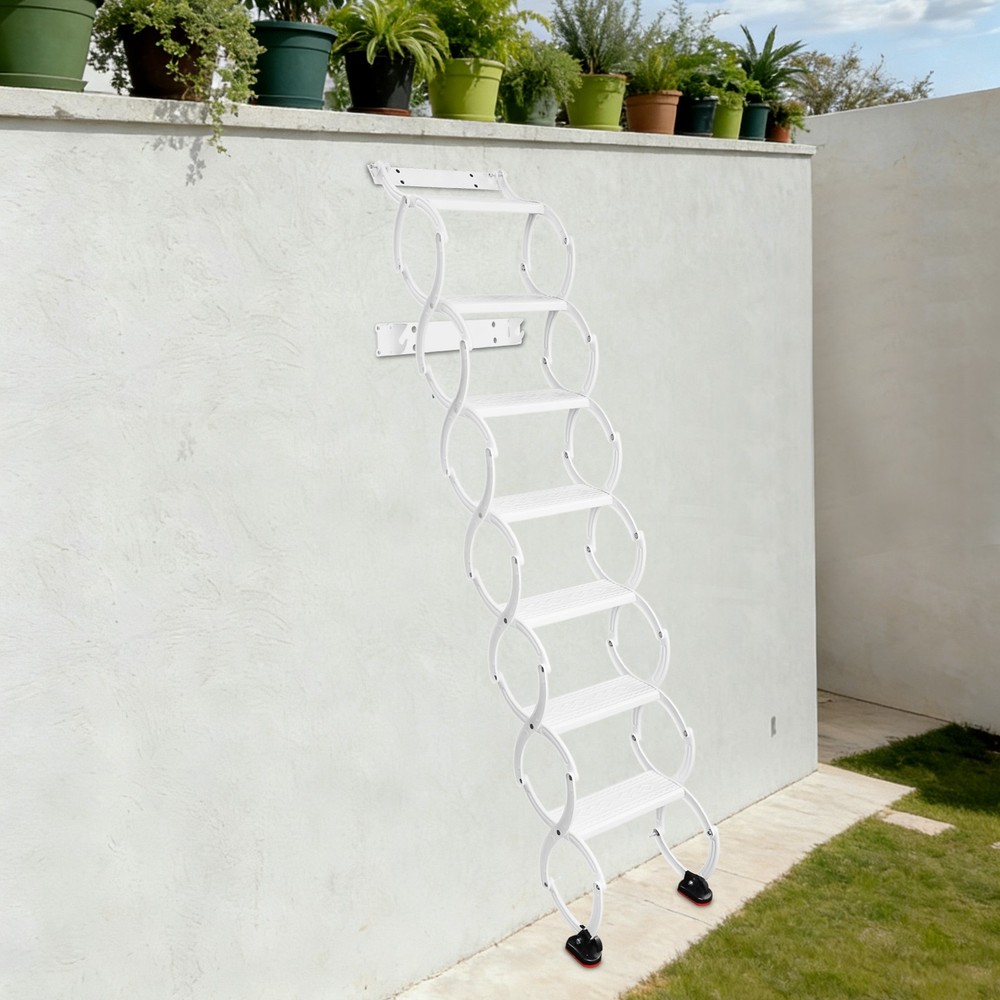 Wall Mounted Folding Ladder Retractable Folding Stair Telescoping Step Ladders