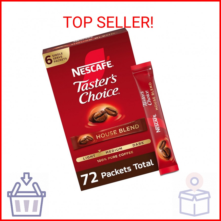 NESCAFÉ Taster's Choice, Instant Coffee Packets, Light Medium Roast Coffee, Hous