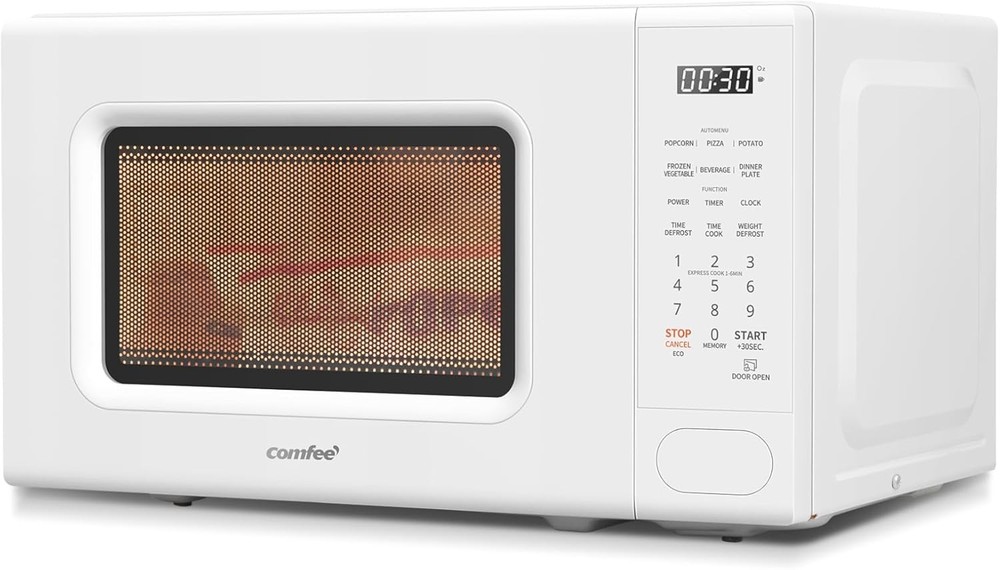 Efficient Retro Microwave 0.7 Cu.Ft 700W - Child Safe, Multi-Function Cooking