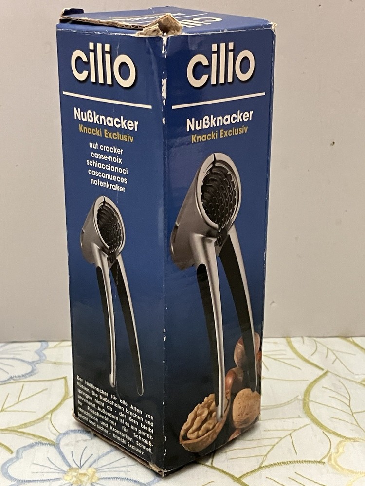 Cilio Heavy Classic Nutcracker Soft Grip Silver Black Nuts Caps Made In Germany
