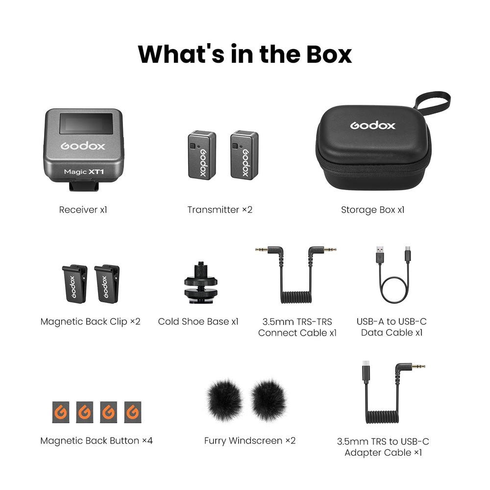 Magic XT1 Wireless Microphone for Camera/Android/iPhone, 48kHz/24-bit Noise C...