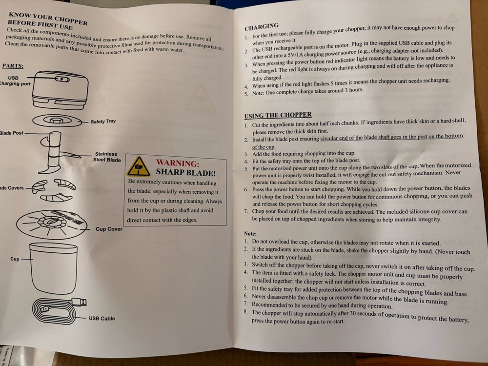 Kitchen HQ (2) USB Mini Chopper Model BM-847