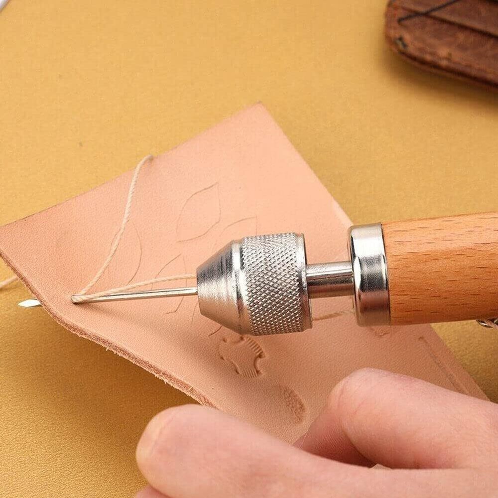 Leather Manual Speedy Stitcher Tool Sewing Awl Thread Kit with 4pcs Waxed Thread