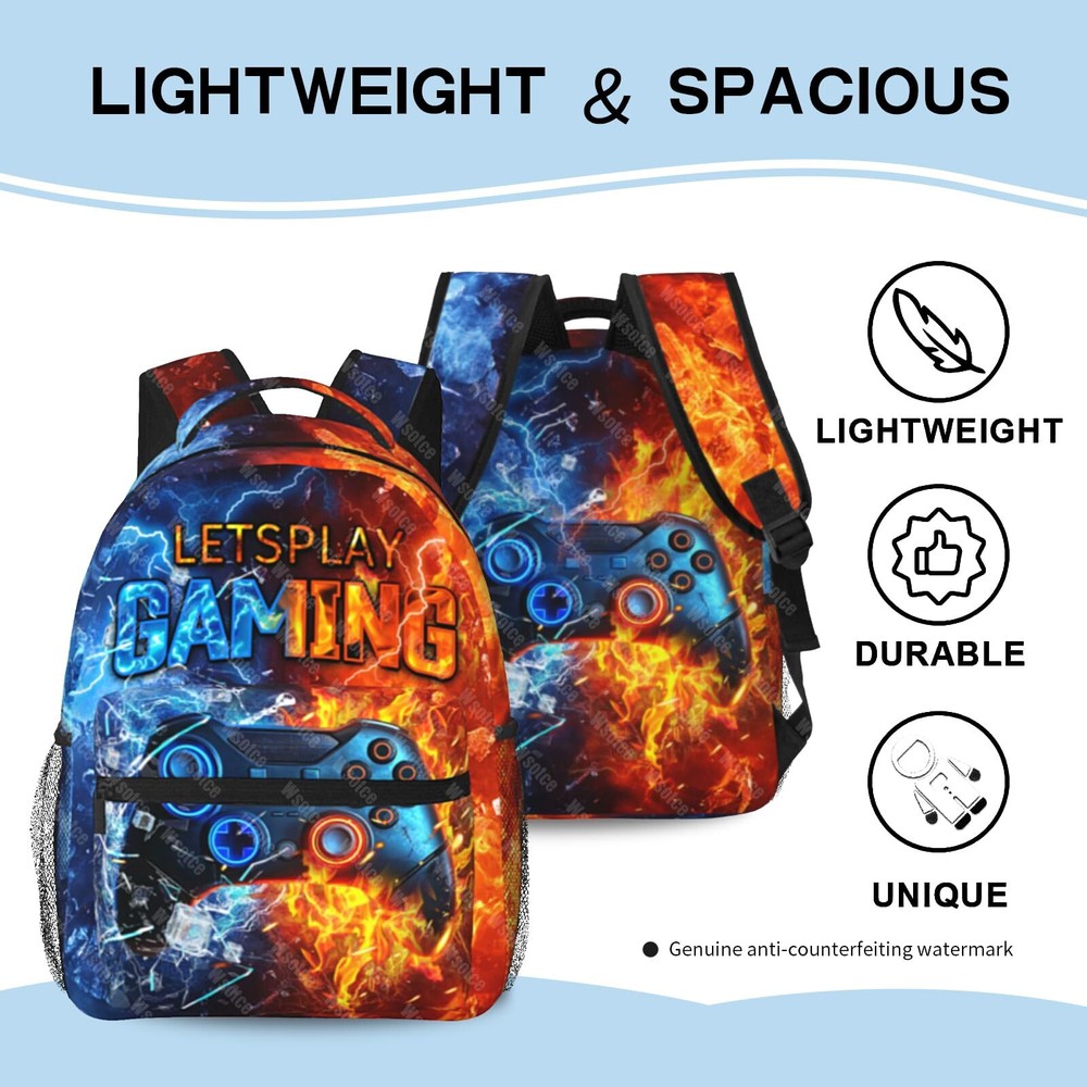 Kids Backpack for Boys Cool Gaming School Backpack for Kids Elementary Middle...