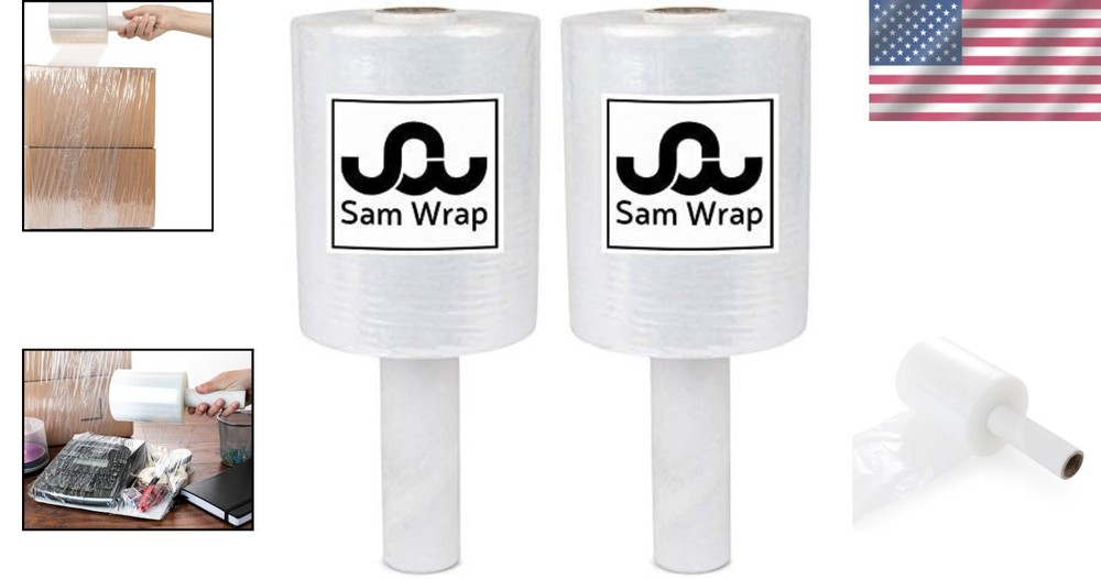80-Gauge Extra Thick Stretch Wrap Roll with Handle - 2 Pack for Safe Transport