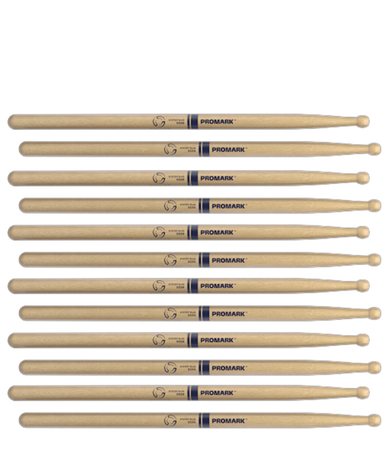 6 PACK Promark System Blue Marching Snare Drum Sticks DC50