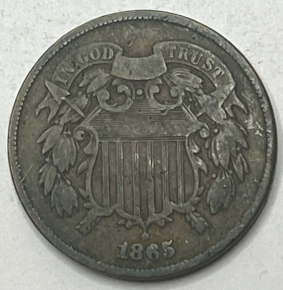 1865 Two Cent Piece VF+