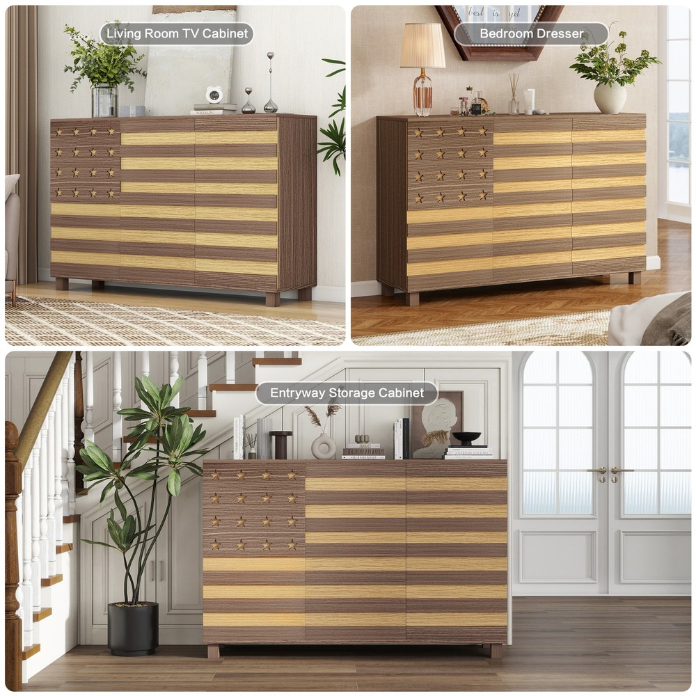 55" Buffet Sideboard w/3 Doors 2 Drawers, Kitchen Storage & Coffee Bar Console