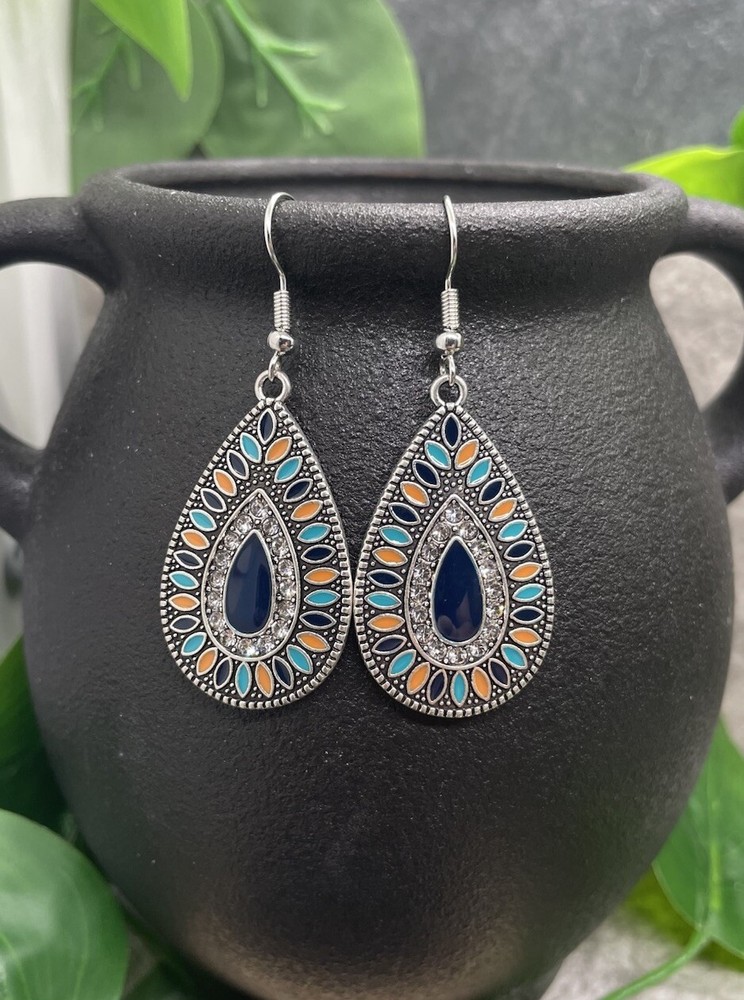 2” Silver-tone Boho Beaded Dangle Earring Set New Free Ship B4134