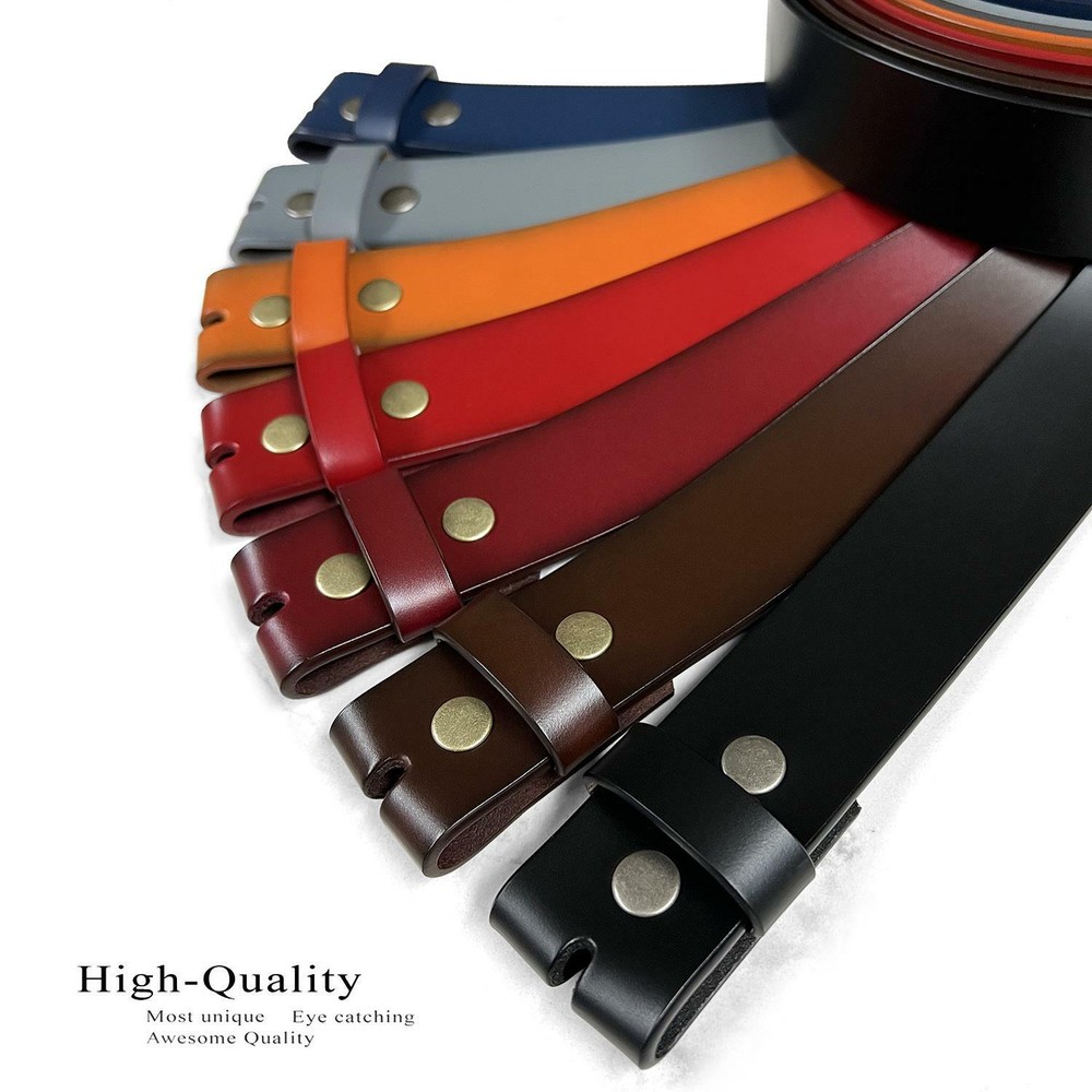 Replacement Belt Strap Genuine Leather Plain Casual Belt Strap with Snaps