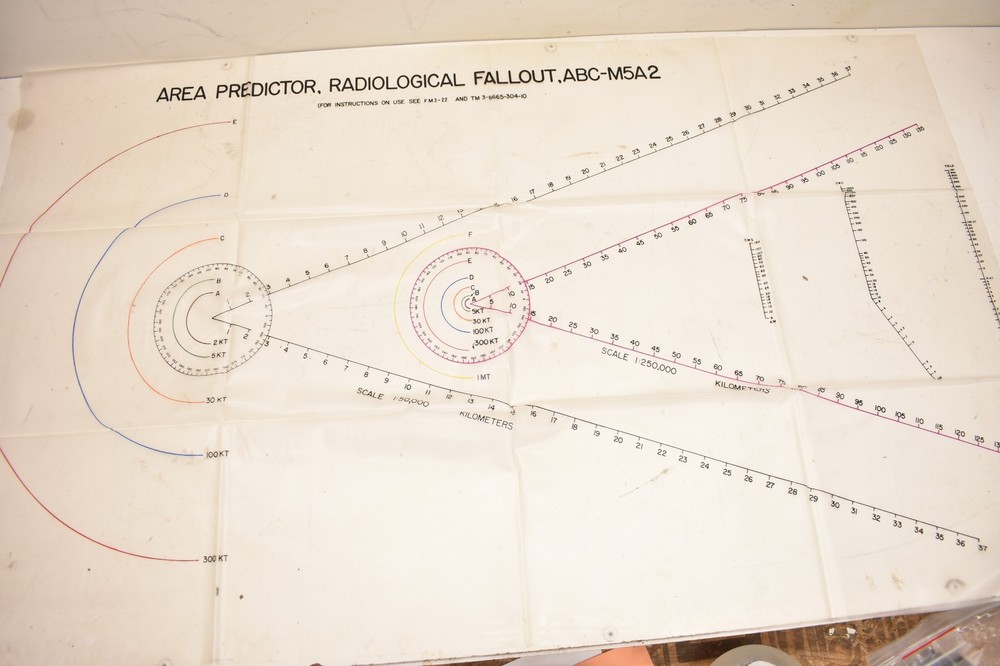 Radiological Fallout Area Predictor Military Map Chart ABC-MKA2