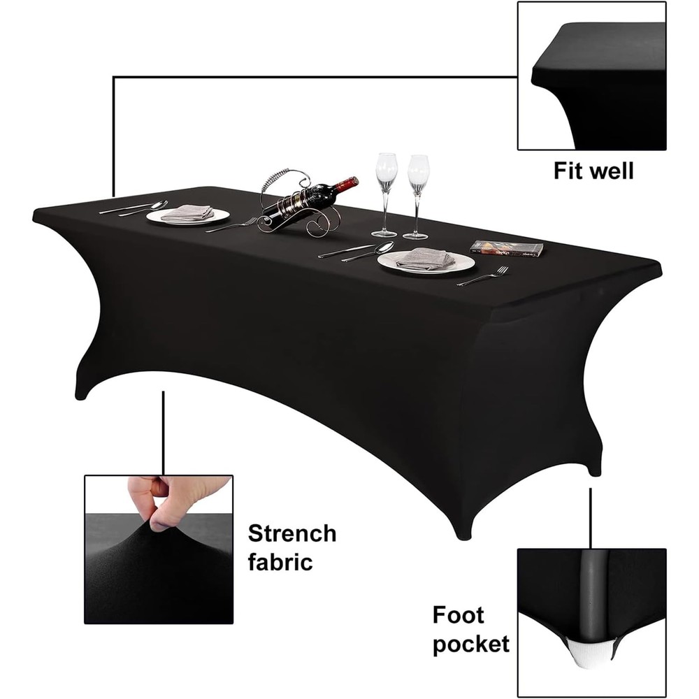 6Pack Spandex Table Covers 6ft，Fitted Tablecloth for 6ft Rectangular Tables, ...