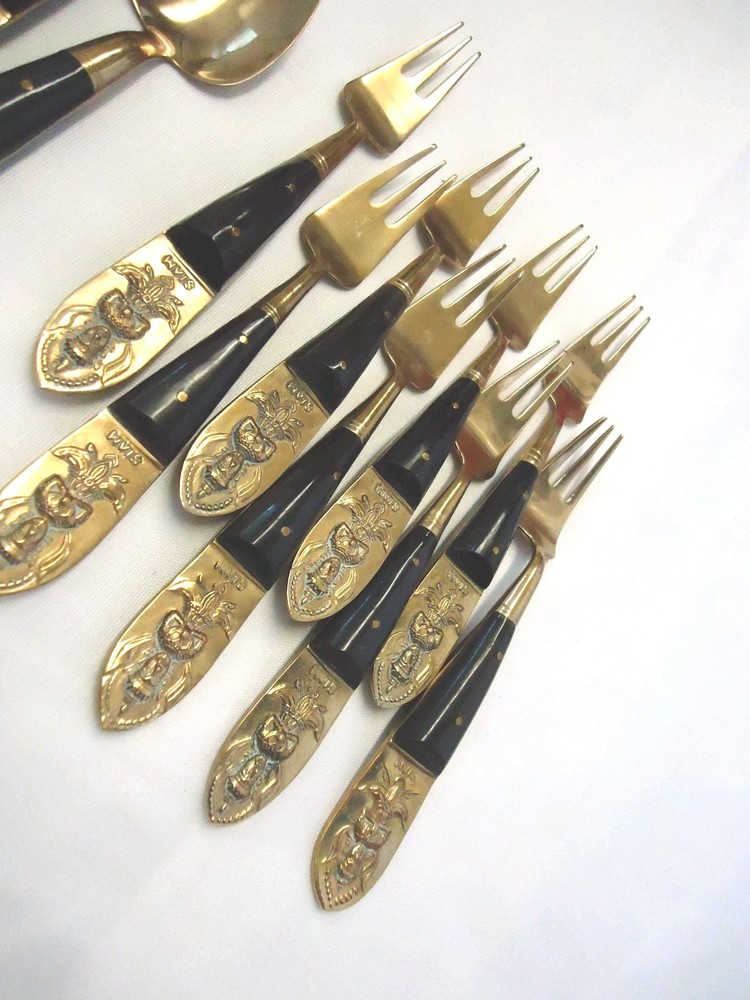 SIAM BRASS BRONZE FLATWARE 19-PIECES