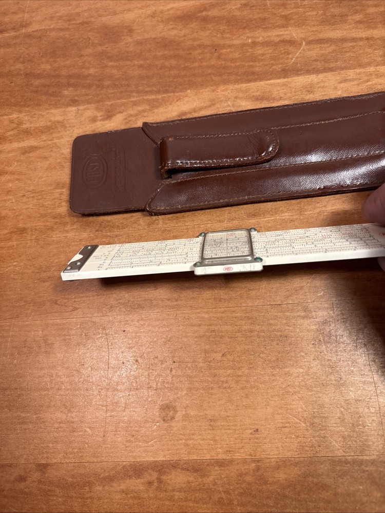 FREDERICK POST 1461 POCKET Versalog Slide Rule Leather case Vintage