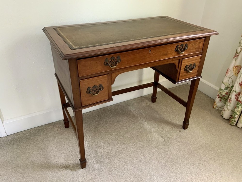 Vintage Georgian Walnut Writing Table With Tooled Leather Top