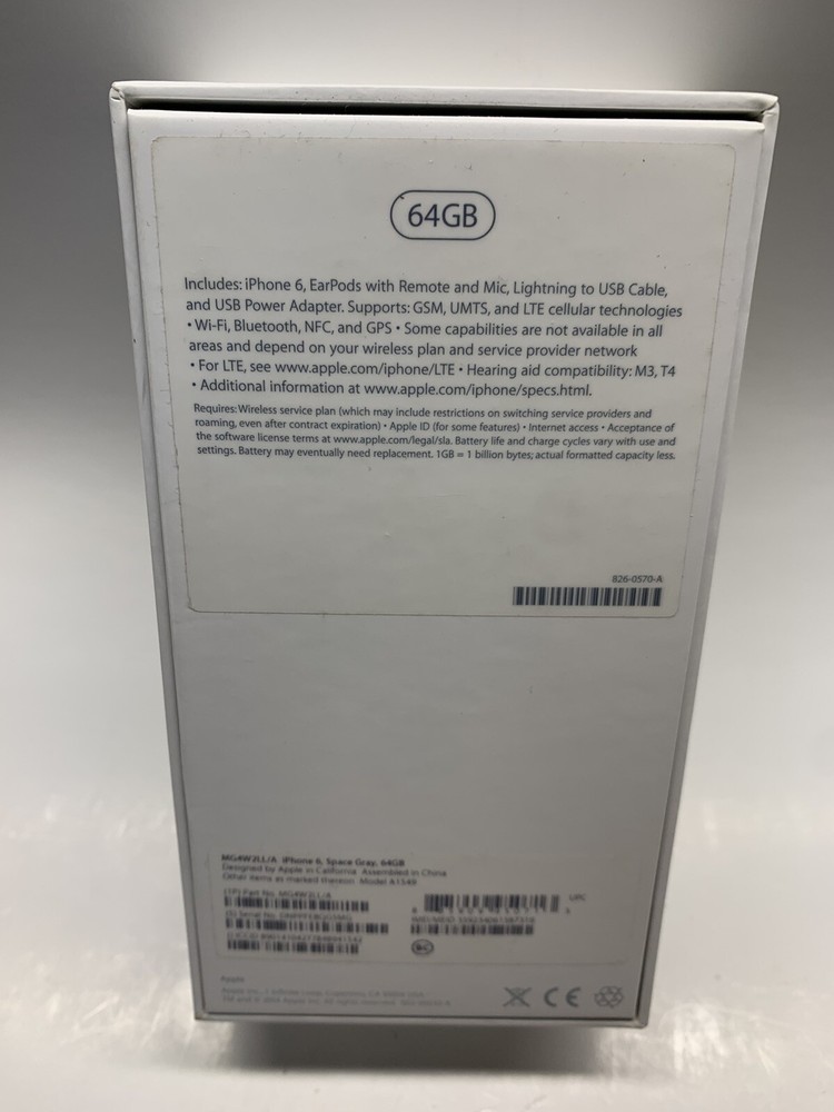 Apple iPhone 6 Space Gray 64 GB - EMPTY Box Only no Electronics