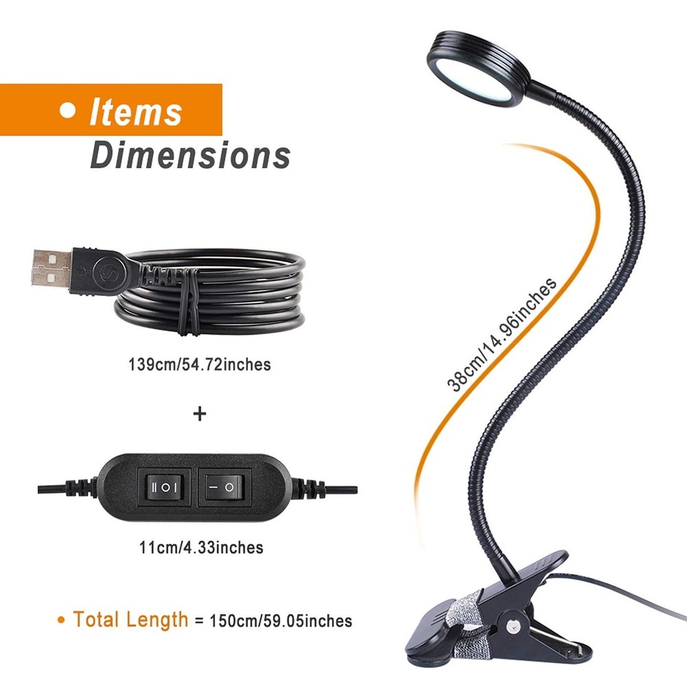 Clip-On LED Desk Lamp with Color Change Night Light for Reading & Work