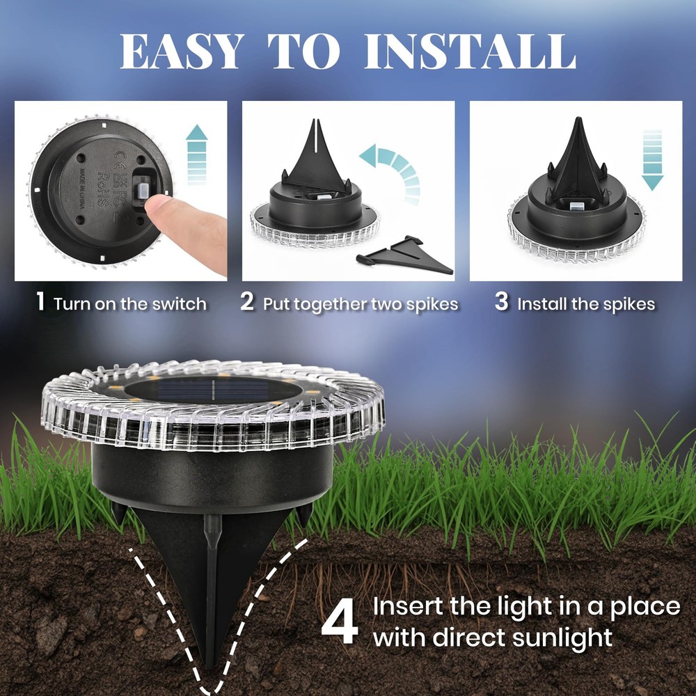 PATIOWIN 20 Pack Small Solar Ground Lights, Pathway 20 Pack, Warm White