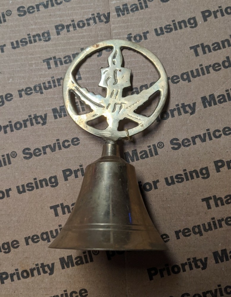 Brass Bell with Decorative Handle Collectible Handmade